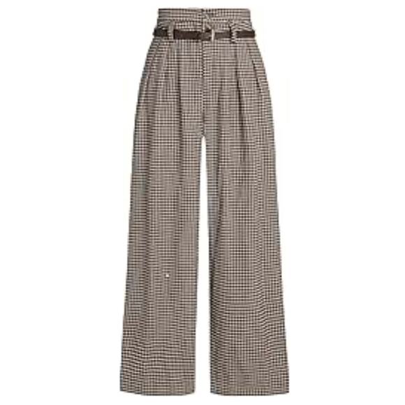 Cider Pants - CIDER Preppy Houndstooth High Waist Wide Leg Trousers Size XL